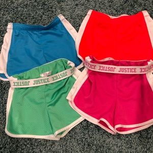 4 pairs of justice girls mesh shorts size 10